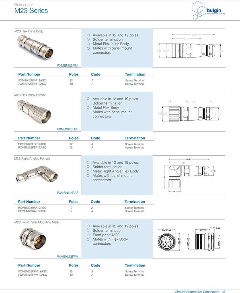 M23 連接器公頭組裝式型號(hào)
