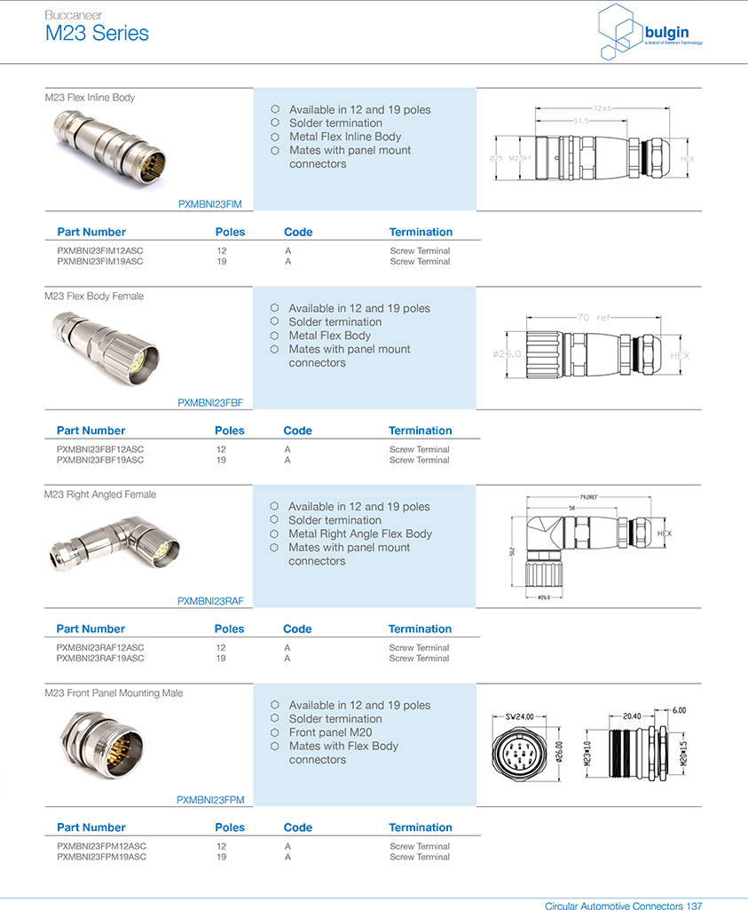 M23 連接器母頭組裝式型號(hào)