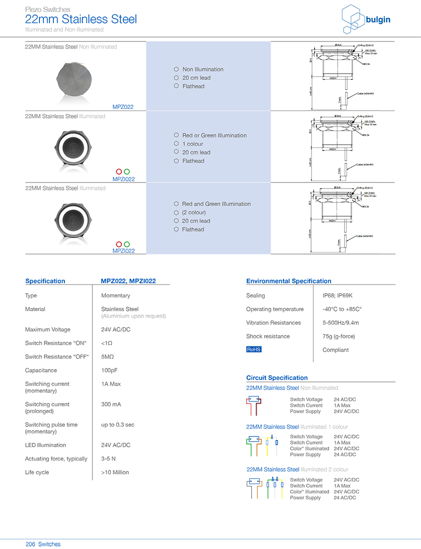 MPZ022不銹鋼P(yáng)iezo開關(guān)規(guī)格尺寸 MPZ022不銹鋼P(yáng)iezo開關(guān)規(guī)格尺寸