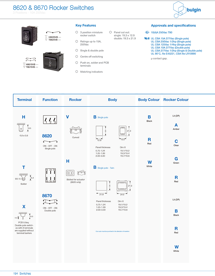 8670翹板開(kāi)關(guān)系列選型 8670翹板開(kāi)關(guān)系列選型