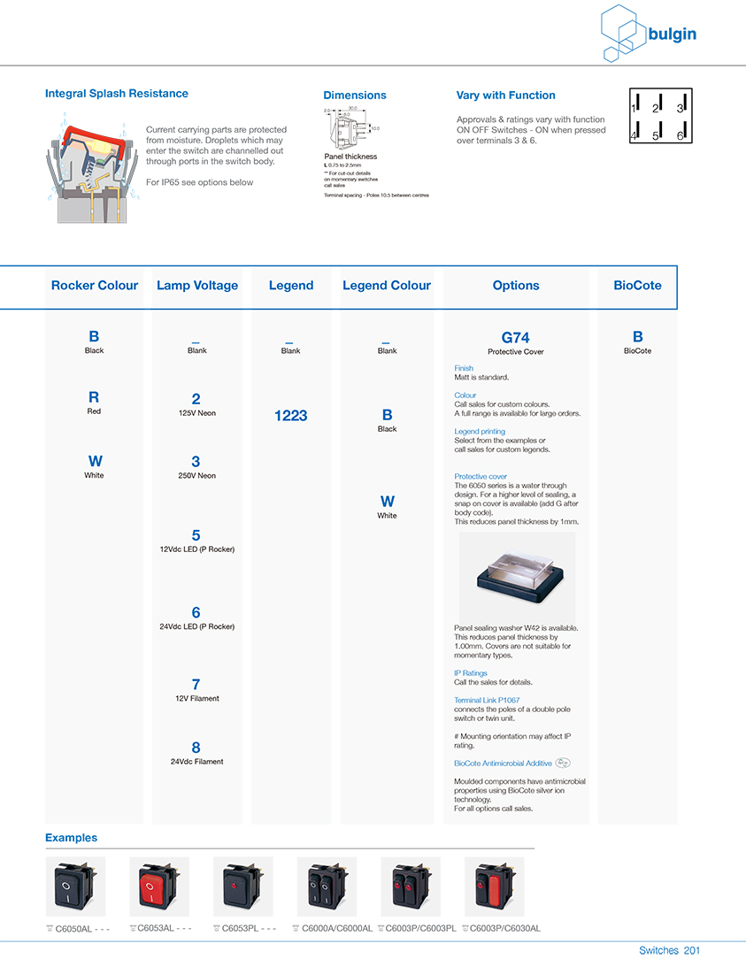 6050DP翹板開關(guān)系列功能表 6050DP翹板開關(guān)系列功能表