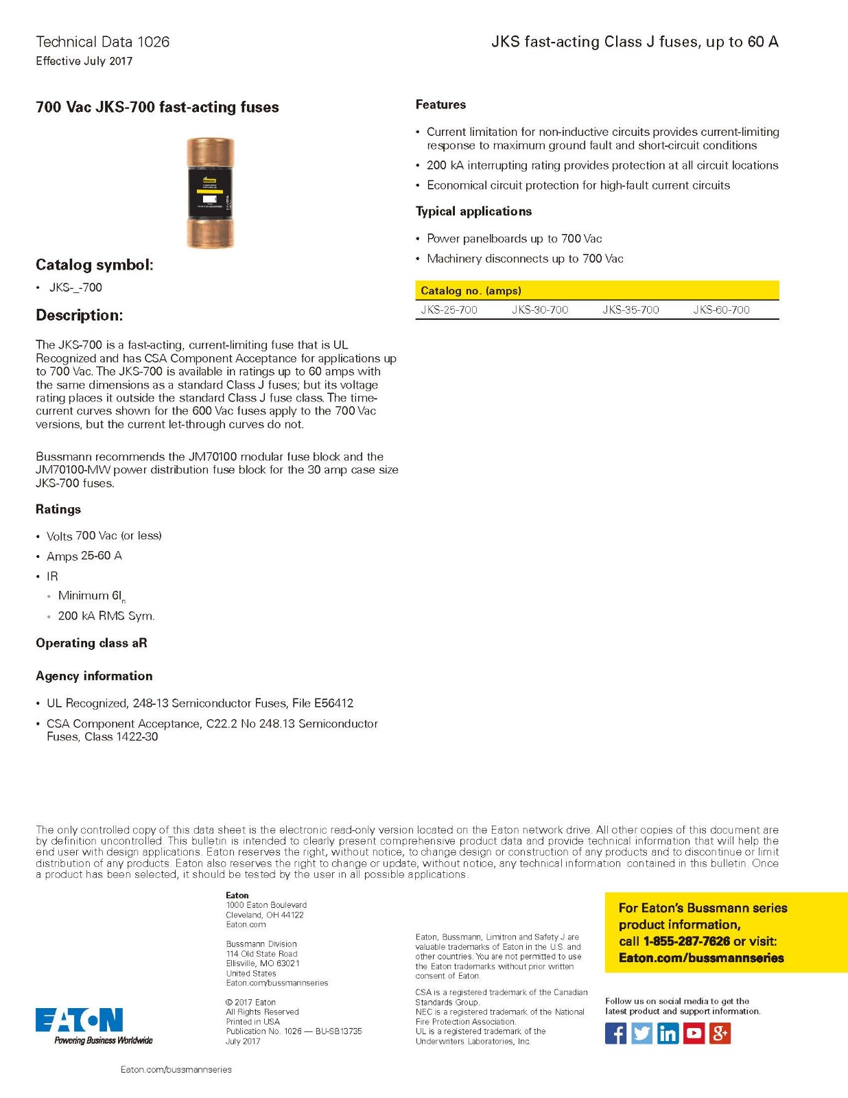 JKS系列熔斷器參數(shù) JKS系列熔斷器參數(shù)